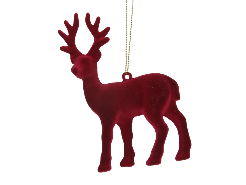 pb. 2 flock deer/hanging d. Red 10x13 cm