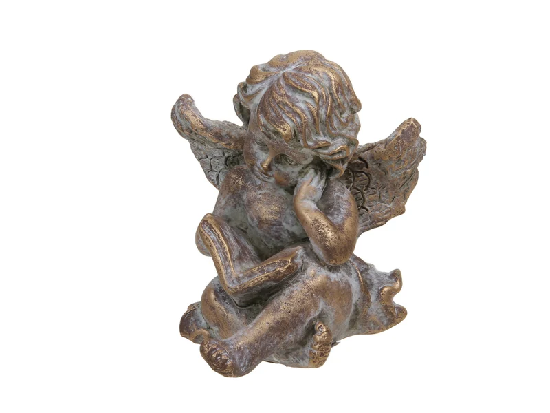 pc. 1 cement angel gold 8x7.5x10 cm
