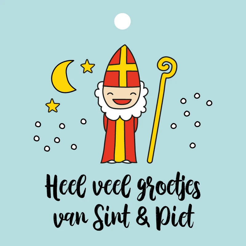 Pakje a 12 kadokaartjes Heel veel groetjes van Sint & Piet