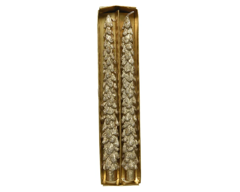 Set/2 Dinnerkaars wax ''boom'' glitter goud D2,2 H25cm