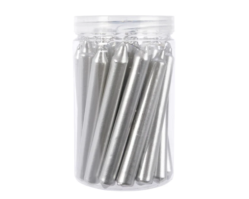 Koker 22st Kerstboomkaars dinner metallic zilver D1,3H10,5cm