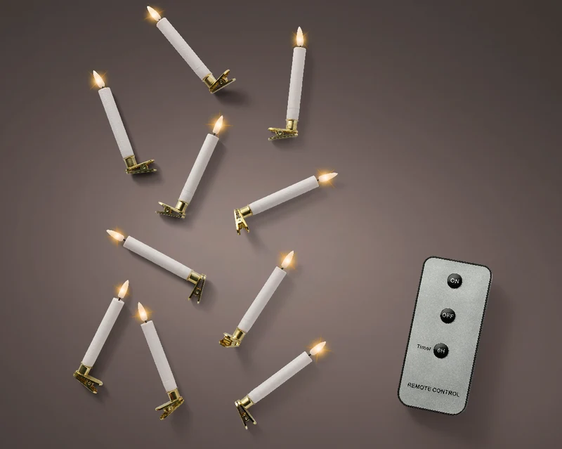 LED kerstboomkaars knijper Wit/warm wit D1,5 H14cm 10st