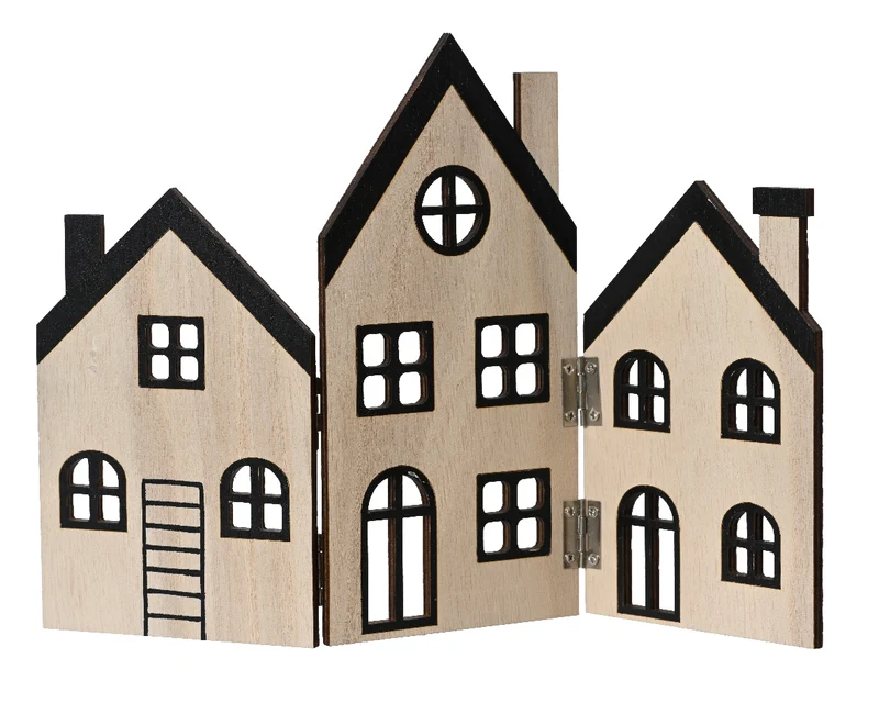 Huis straat triplex naturel 30x0,5x20cm