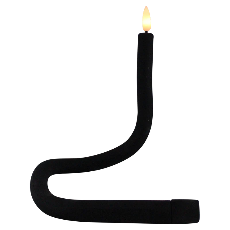 Kaars "Flex" zwart glad siliconen 41cm 1xAAA excl. batterij