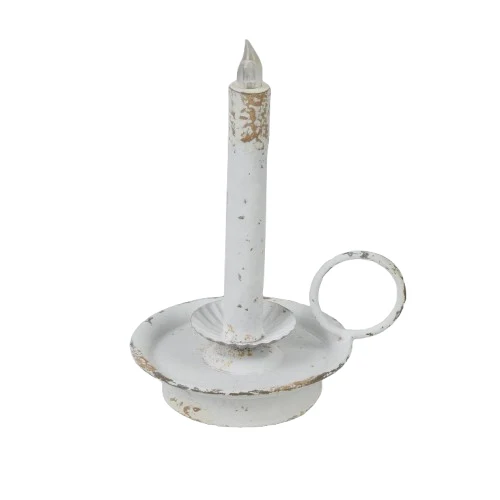 Candleholder LED Ø12,5x21cm Antique White