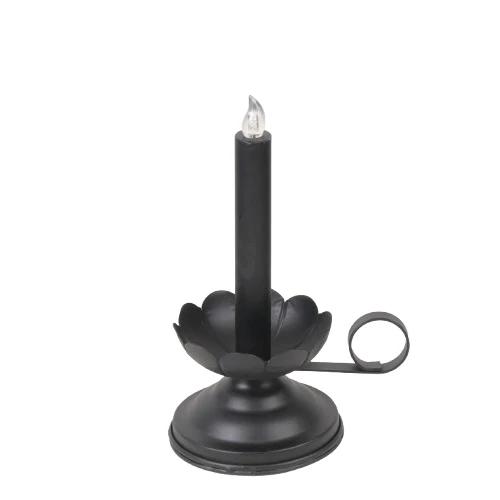 Candleholder LED Ø11x22cm Black Matte