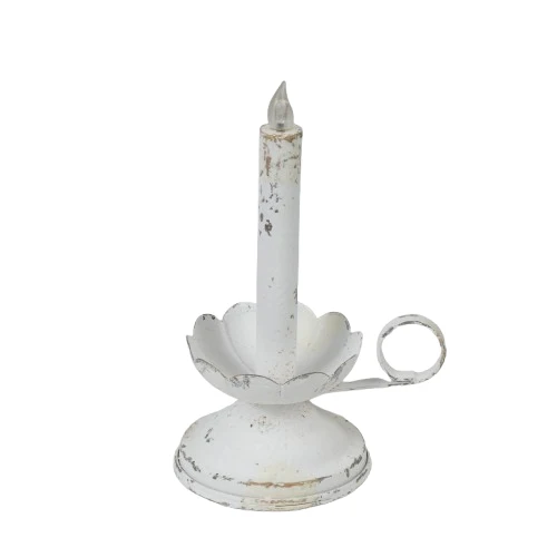 Candleholder LED Ø11x22cm Antique White