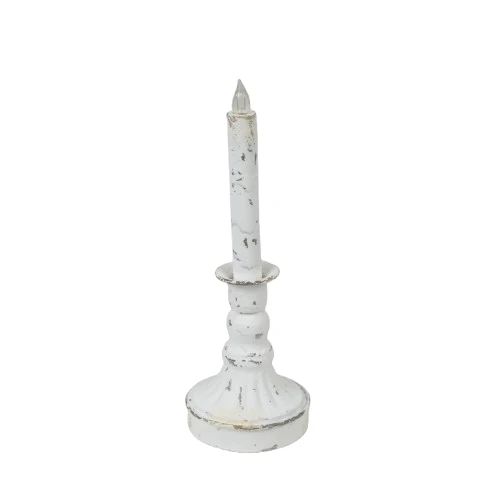Candleholder LED Ø9,5x28cm Antique White