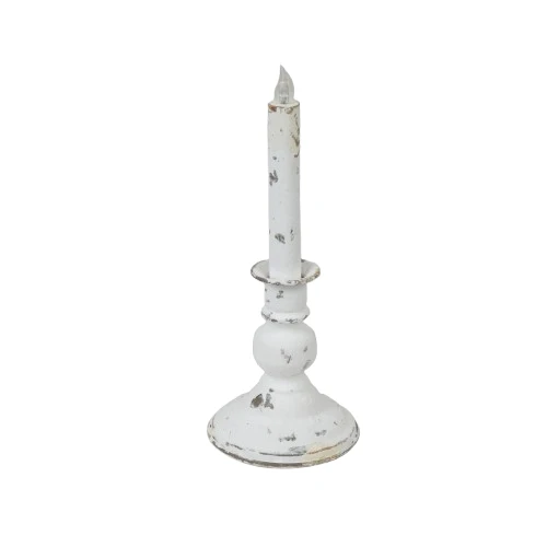 Candleholder LED Ø11x27,5cm Antique White