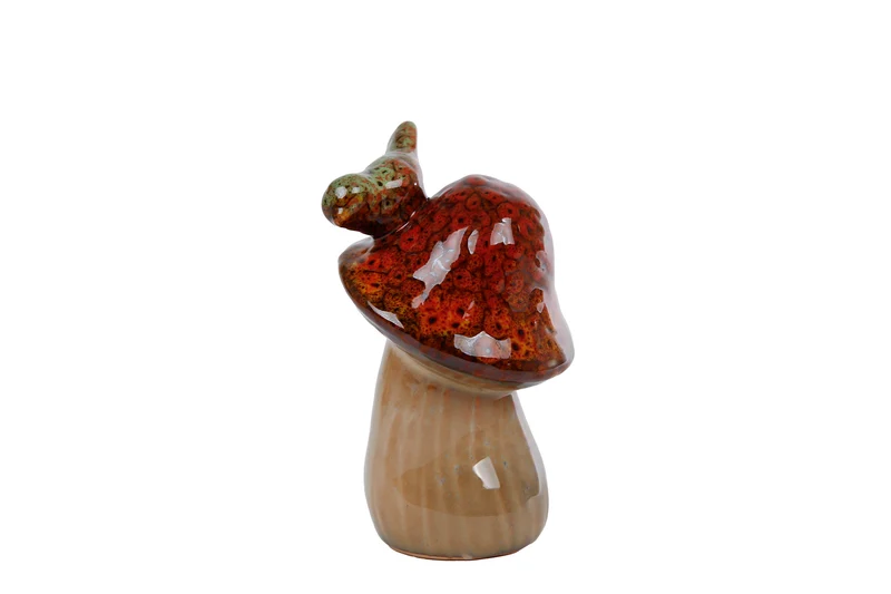 Sculptuur paddenstoel 1x "Forest" S bruin aardewerk 6x6x11cm