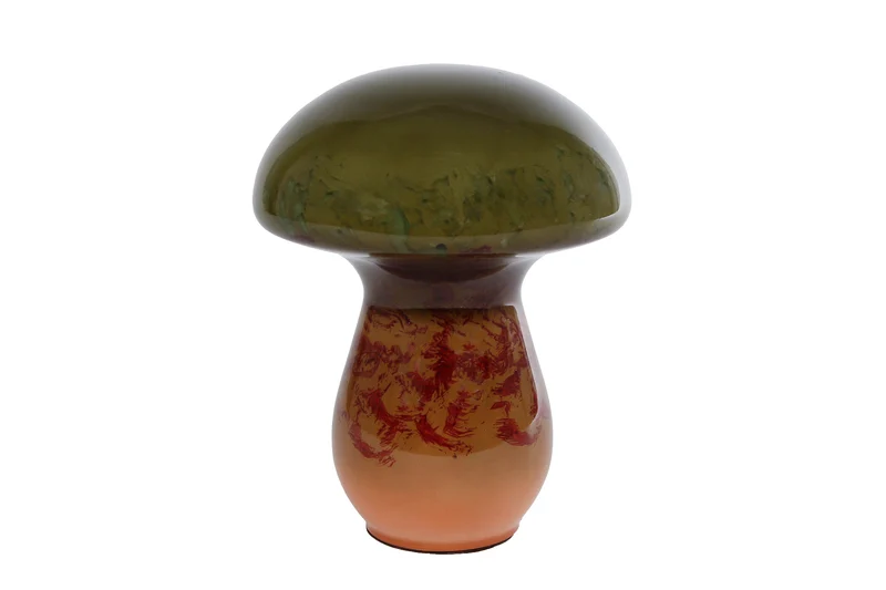 Sculptuur "Mushroom" L multicolor groen/rood glas 12x12x16cm
