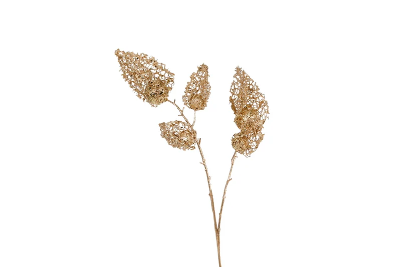Kunst tak "Physalis 5x" L goud zijde 75cm