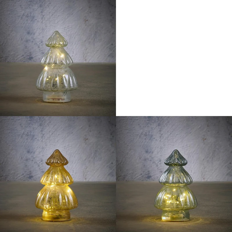 Boom geel wit groen 3 ass 10 led - h19,5xd12cm - excl. batt. met timer