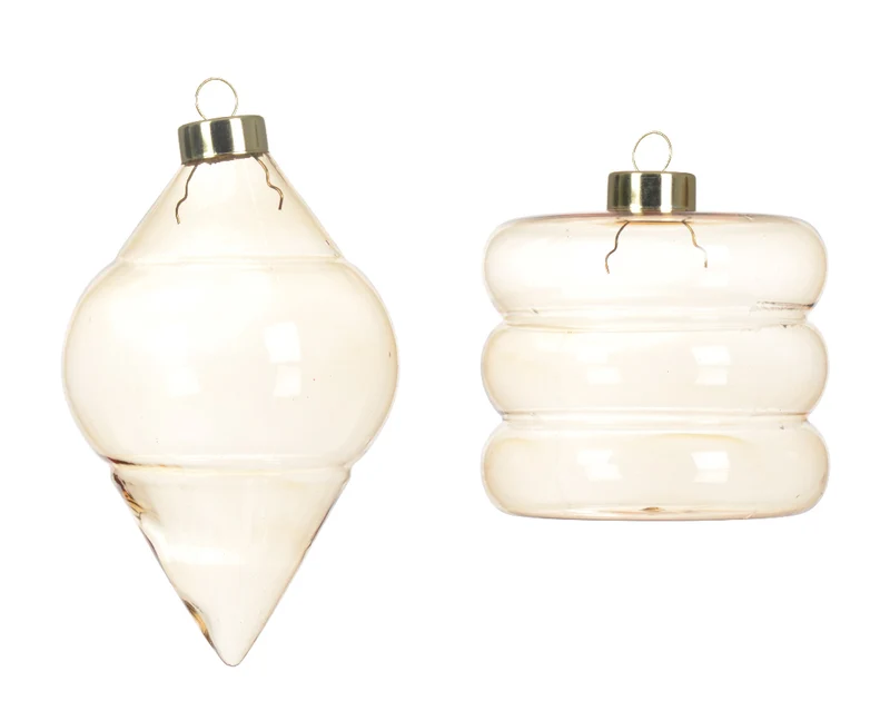 Ornament hanger glas 4 assortie D8cm groen-smoke