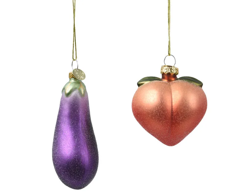 Hanger Perzik/Aubergine glas 2 assortie 5,6x6x6,6cm