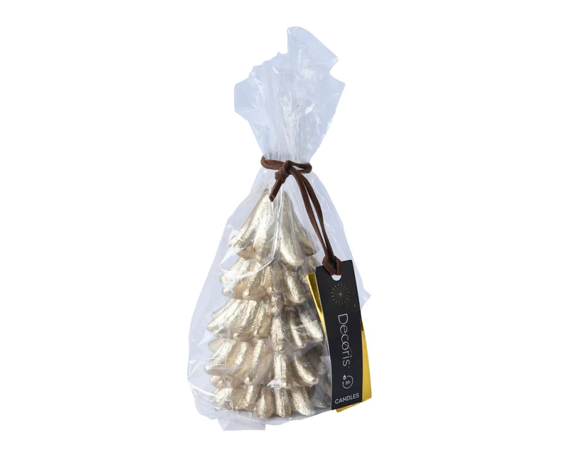 Kaars ''boom'' wax champagne H12,5 D7cm in verpakking
