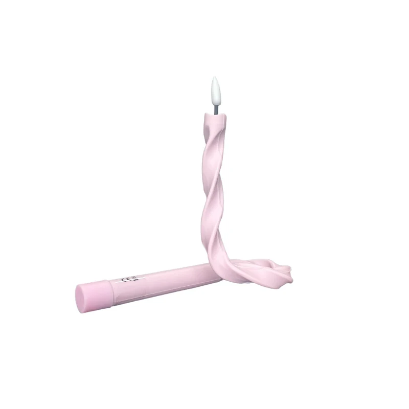 Kaars "Flex" roze gedraaid siliconen 41cm 1xAAA excl.batterij