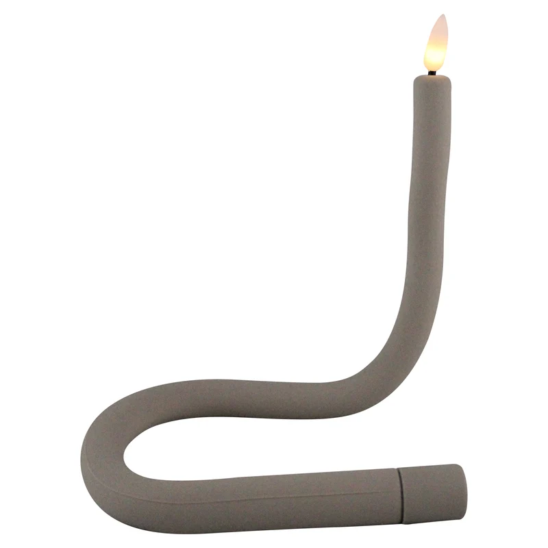 Kaars "Flex" grijs glad siliconen 41cm 1xAAA excl. batterijj