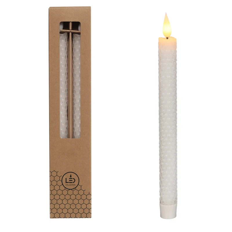 LED honeycomb kaars set/2 Ø2.2 h. 25cm wit