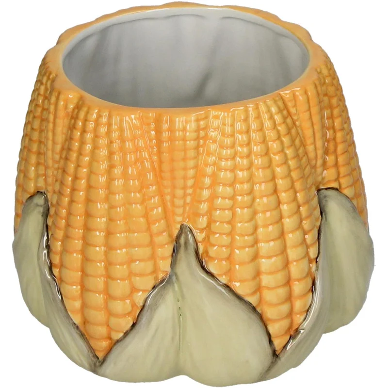 Planter Corn Stoneware Yellow 16.5x16.5x13cm