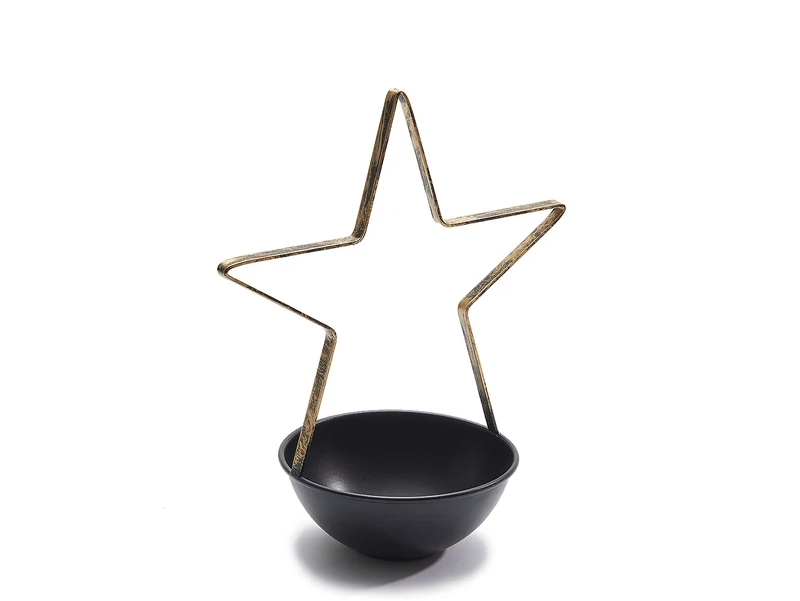 Metal bowl star Ø12x25cm black/gold