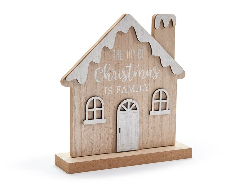 Wooden snowy house 20x22cm