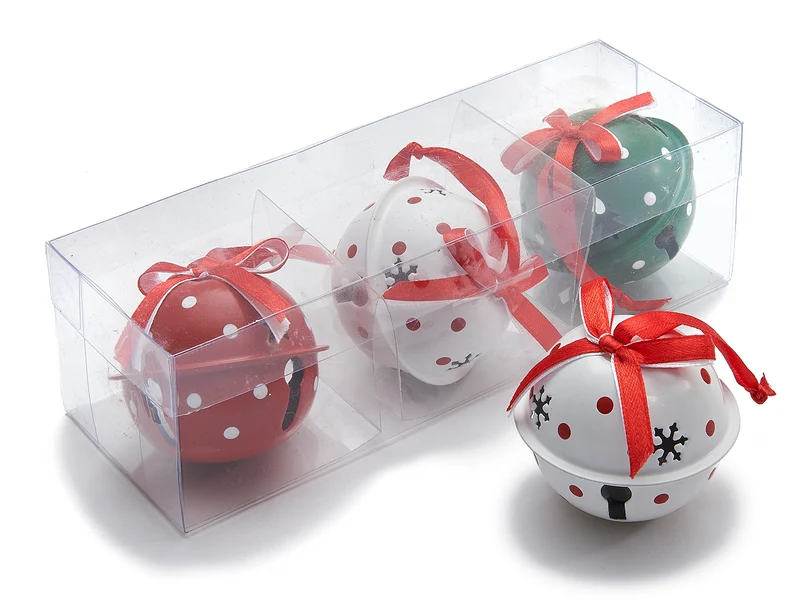 Jingle bell hanger 6cm red/white/green 3pcs