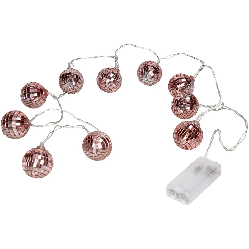 Garland Disco Ball Glass Gold 180cm + LED