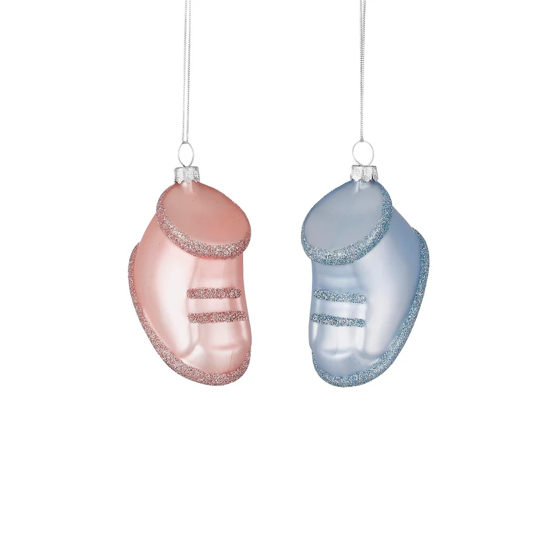 Ornament schoen blauw roze 2 assorti - l4,5xb8xh5cm