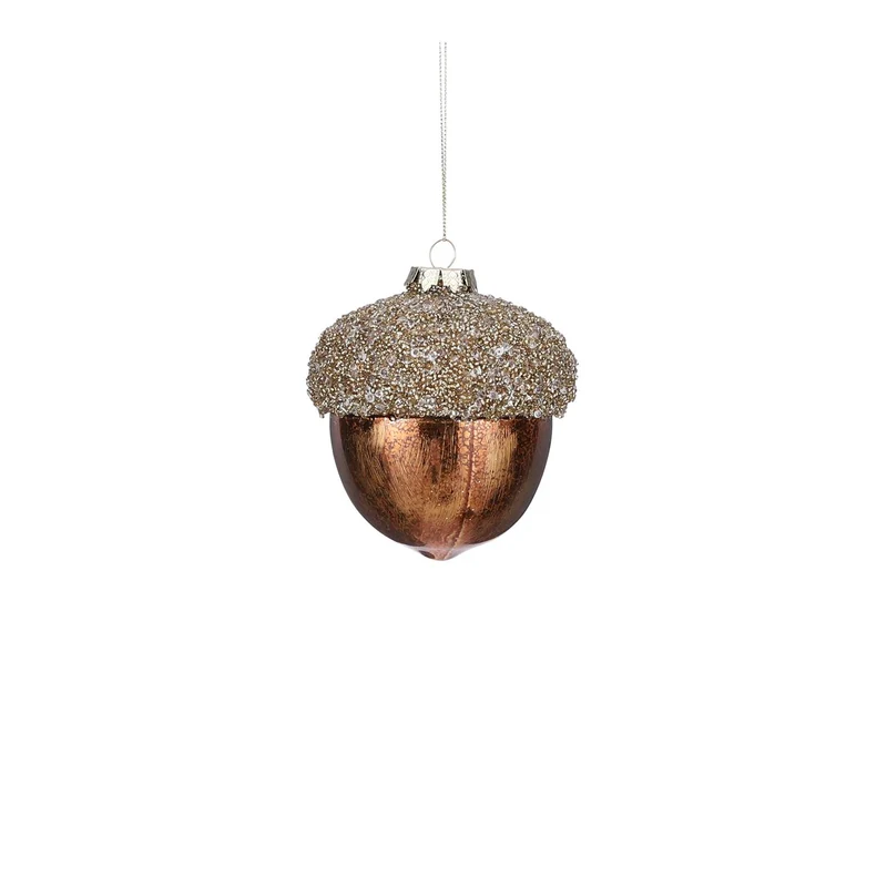 Ornament eikel bruin - d10cm