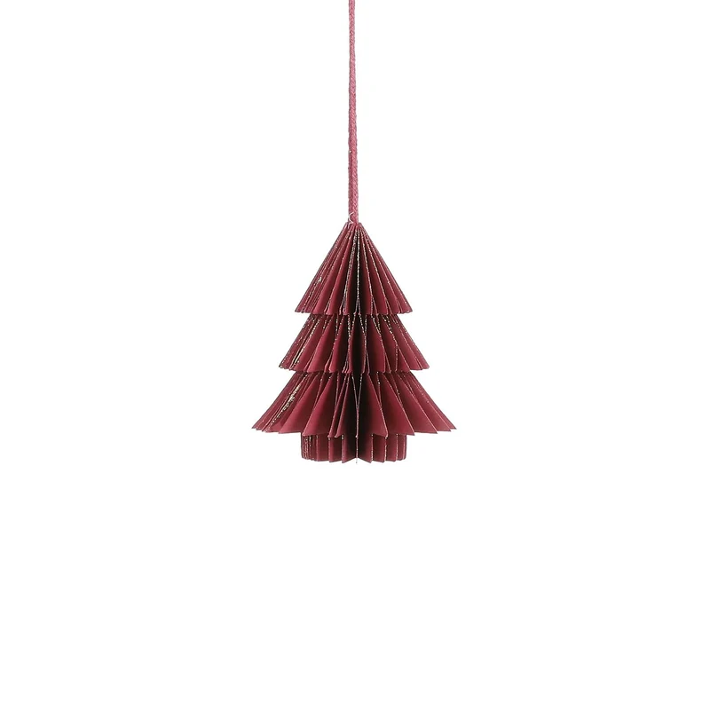 Ornament boom recycled paper rood - h10xd9cm