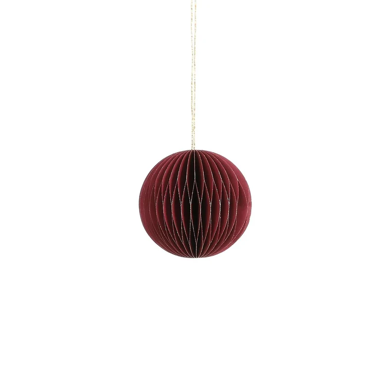 Ornament bal recycled paper rood - h8xd8cm