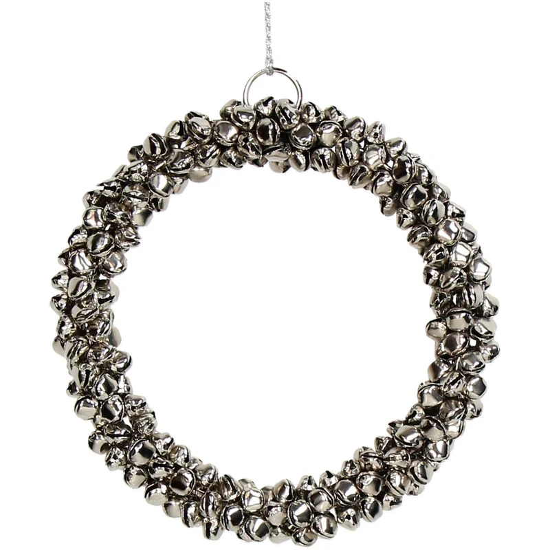 Ornament Bells Wreath Metal Silver 12cm