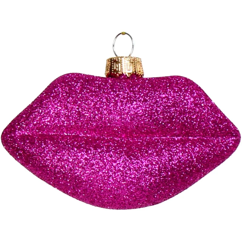 Ornament Lips Glass Pink 9.5cm