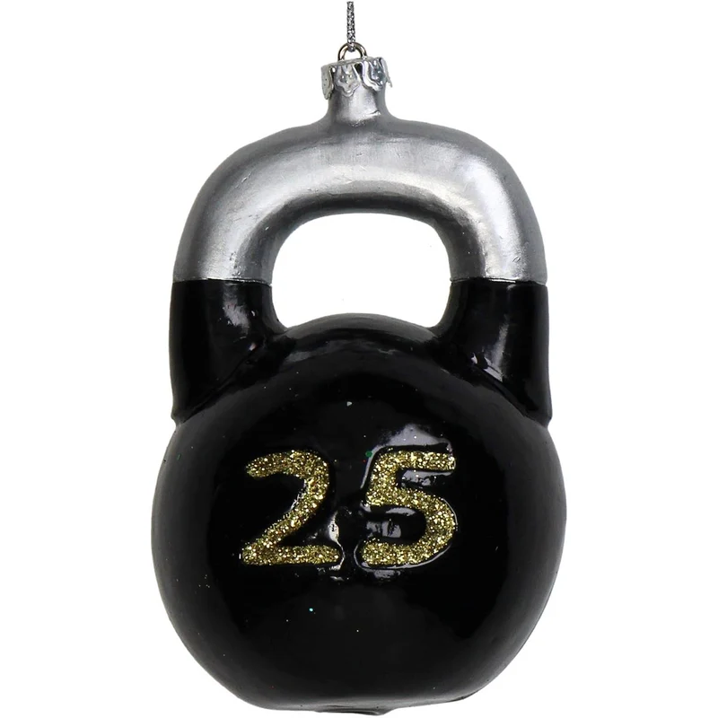 Ornament Kettlebell Glass Black 10.2cm