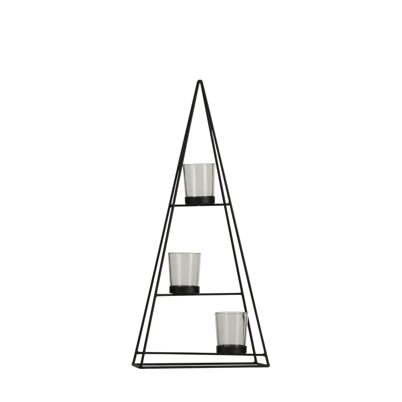 Theelicht houder boom zwart - l22xb9xh48cm