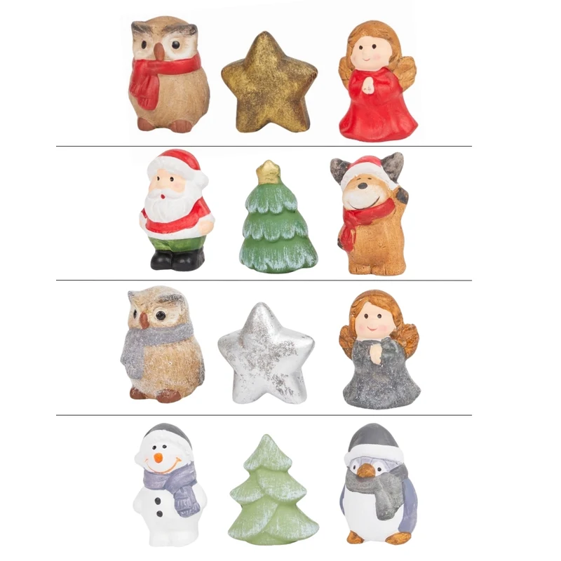Set van 3 Figuur Kerst 3,5 x 2,5 x 6 cm terracotta 4 assorti