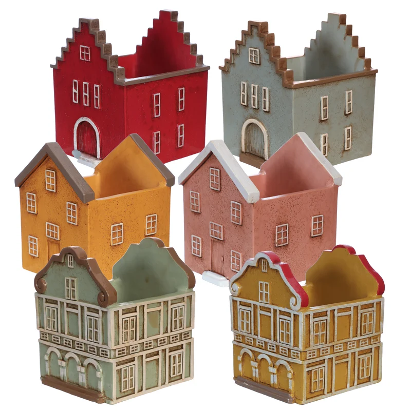Pot Houses of Colour Curacao 6 assortie l. 11,4 w.10,7 h.13cm