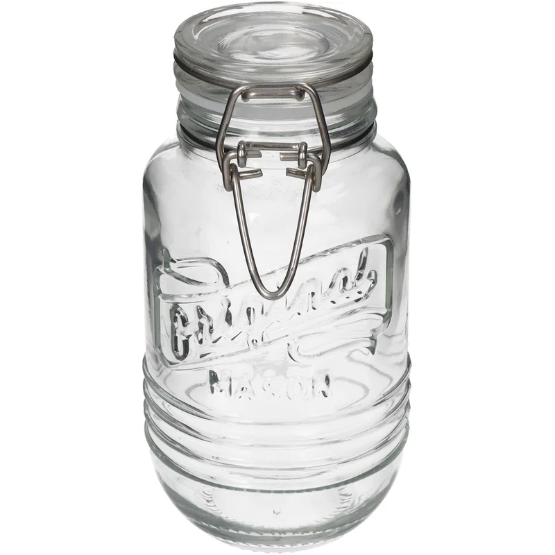 Clear Glass Jar With Clip 6 x 11.9cm