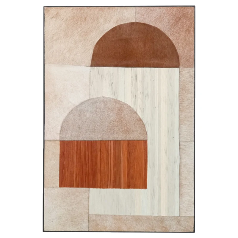 Schilderij ovaal abstract leer 52x77x2cm