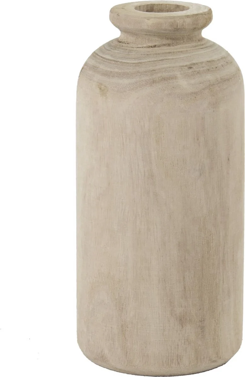 Houten vaasje wit 9x9x19,5cm