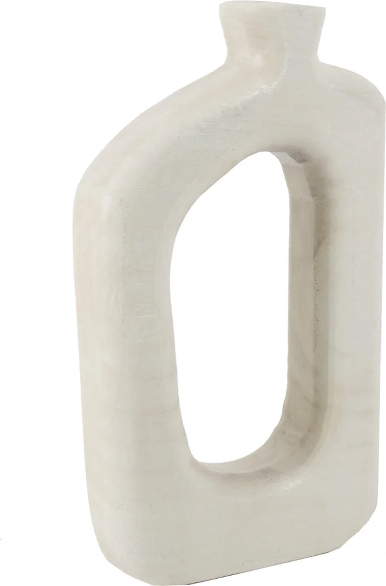 Houten donut vaas wit 18x6x31cm
