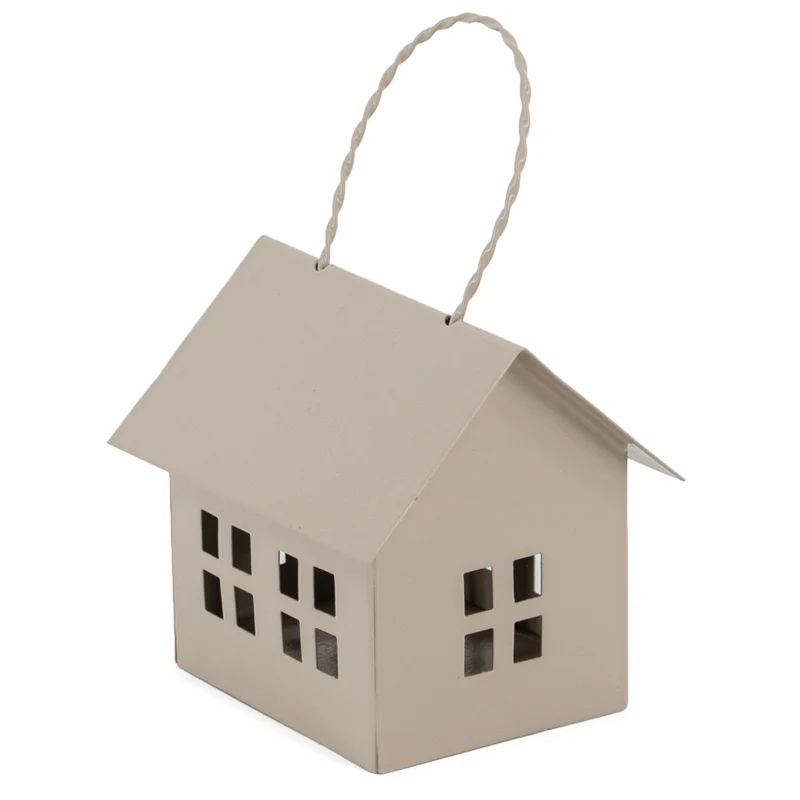 Metalen hanger huisje zand 8x6x7cm