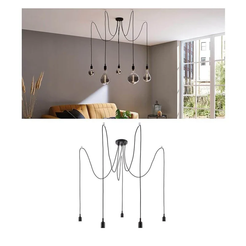 Neordic Pendelleuchte Ketil 5-flg, Metall, Silkon