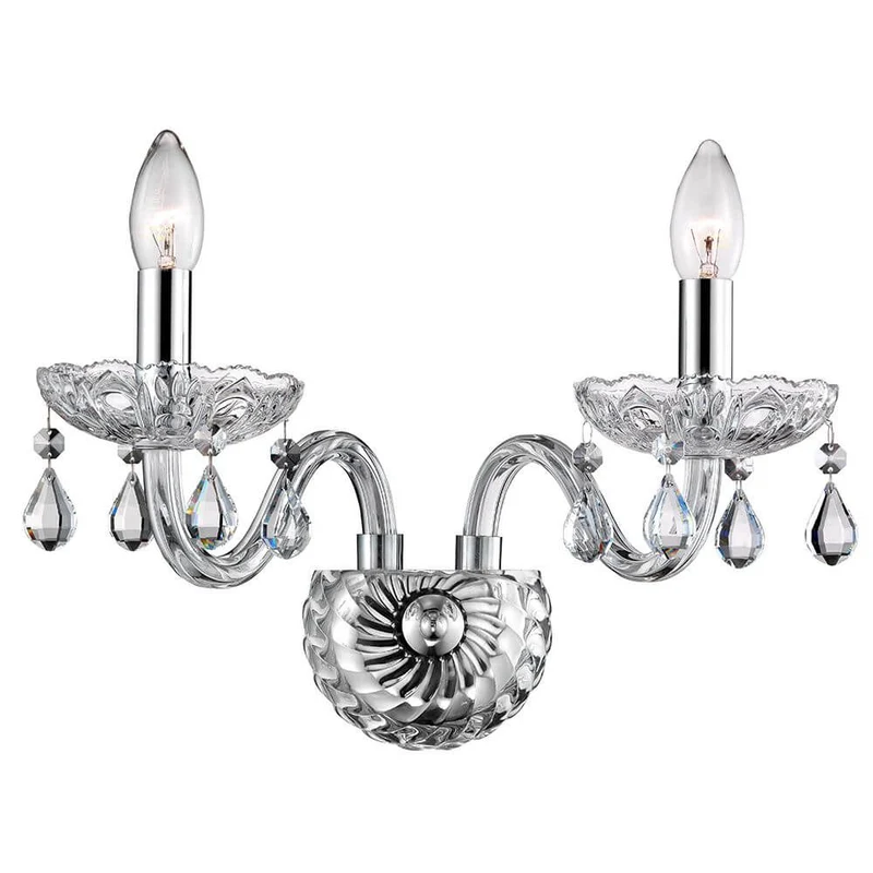 Venezia Metall Wandleuchte 2-flammig Chrom, Klar