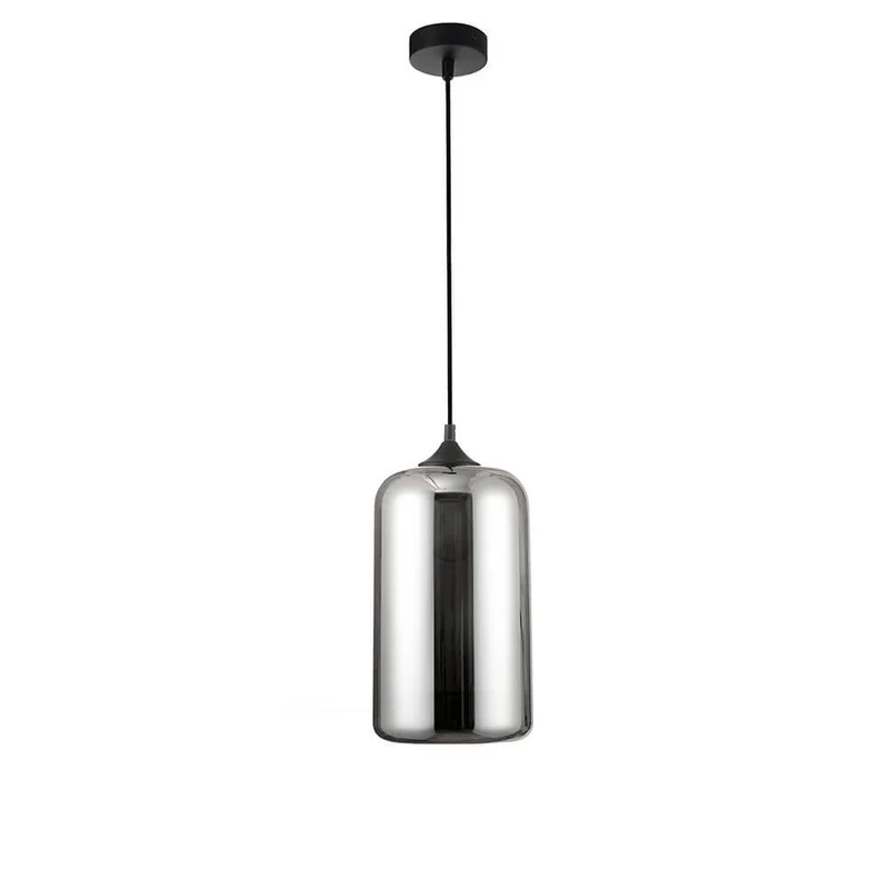 Savaz Glas Hängelampe Chrom, Rauchfarben