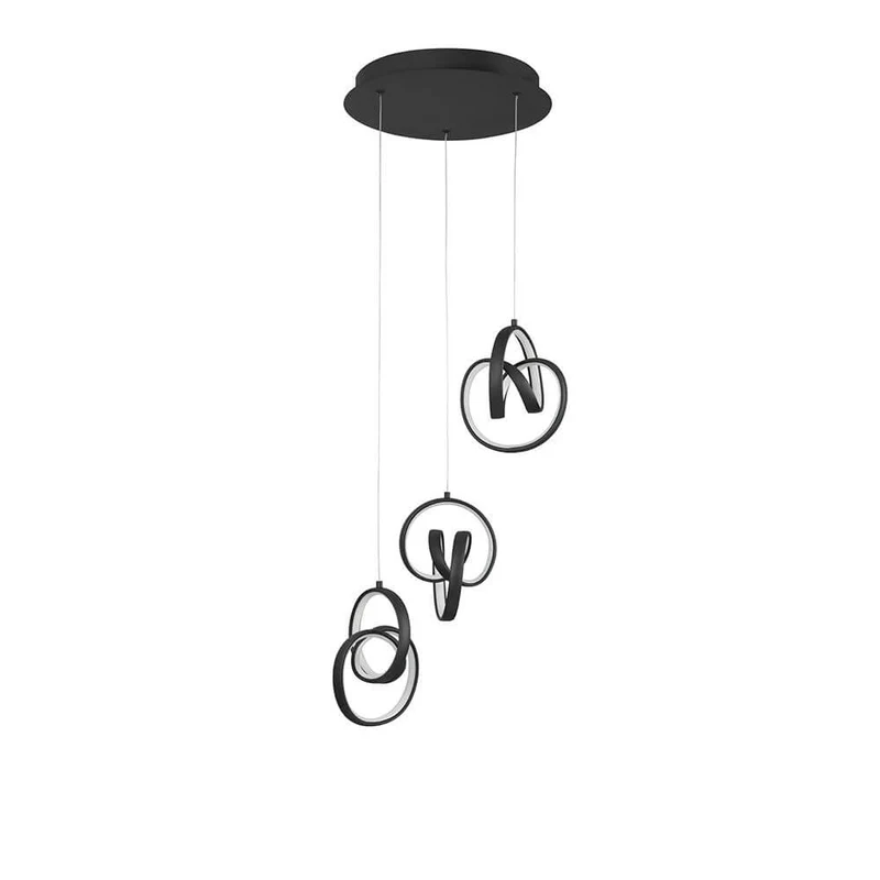 Rings LED Hängelampe Aufhängung Schwarz