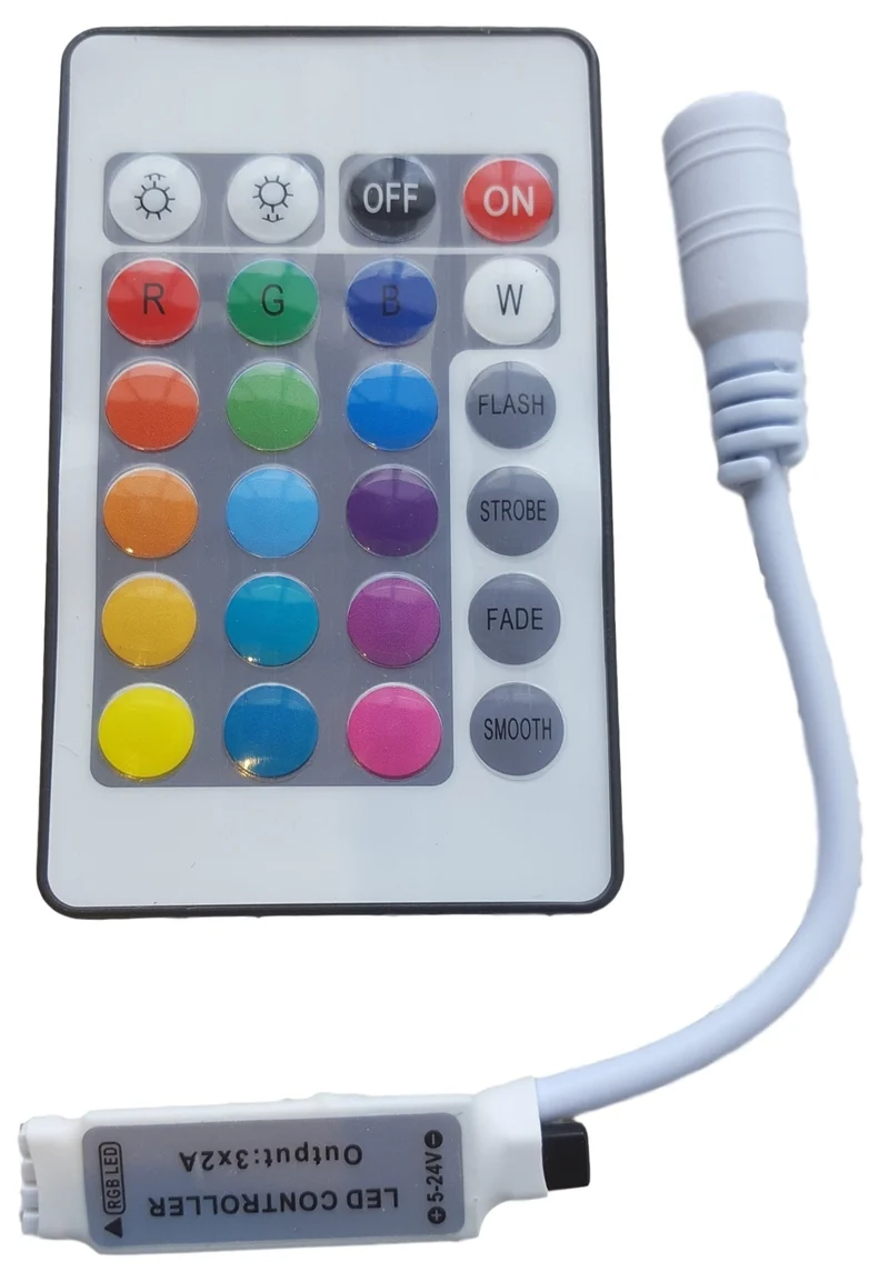 LEDstrip RGB | IR afstandsbediening | 24-knops | 5V-24V 3x2A infrarood