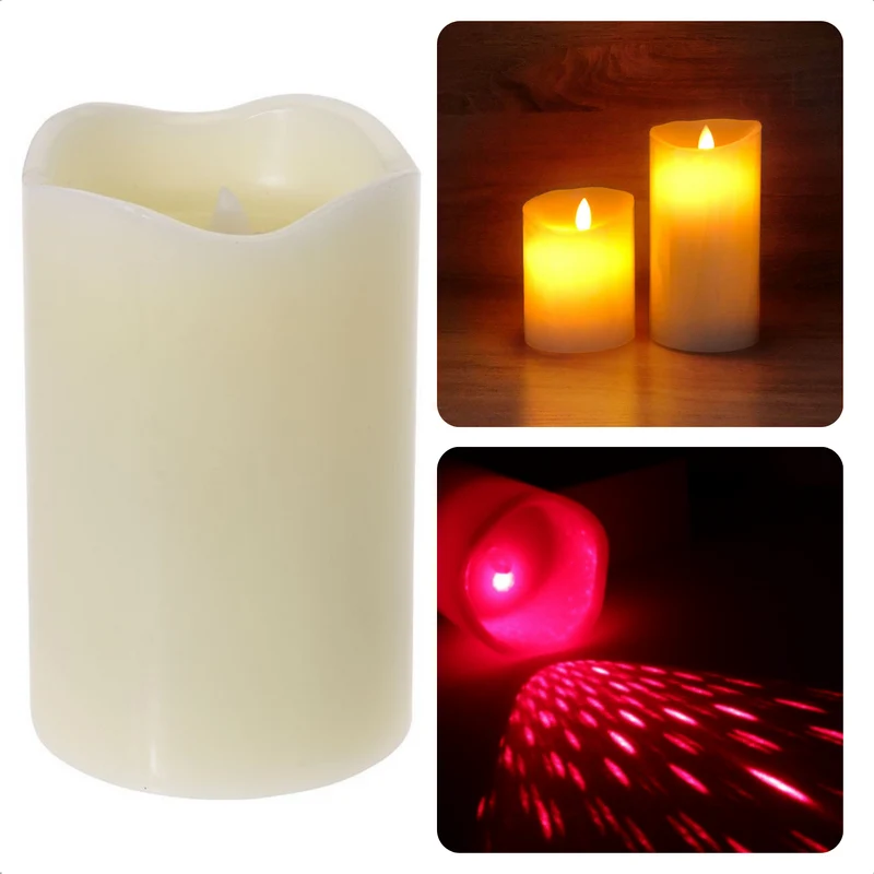 Cheqo® LED-Kaars met Laserfunctie - 12.5cm - Flakkerlamp & Laser - Op Batterijen - Veilig - Beweegbare Vlam - Realistische Nep Kaars - Theelichtje - Horeca Kaarsen - Waxinelichtjes - Wax Kaarsen - Kerstverlichting - Sfeerverlichting