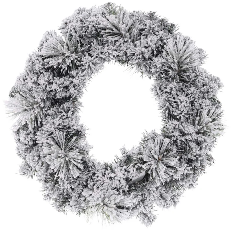 Cheqo® Kerstkrans met Sneeuw - Krans - Kerstdecoratie - Kerstmis - Groen en Wit - ø50 cm